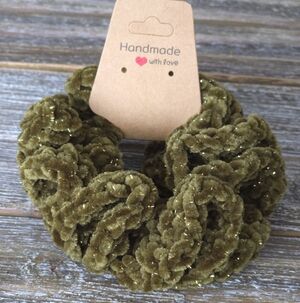 Handmade Crochet Hair Scrunchie-Olive